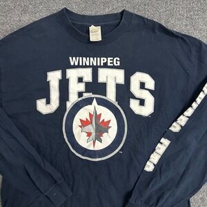 Bulletin Long Sleeve Shirt Mens Size XL Navy Winnipeg Jets NHL Hockey Hoelk
